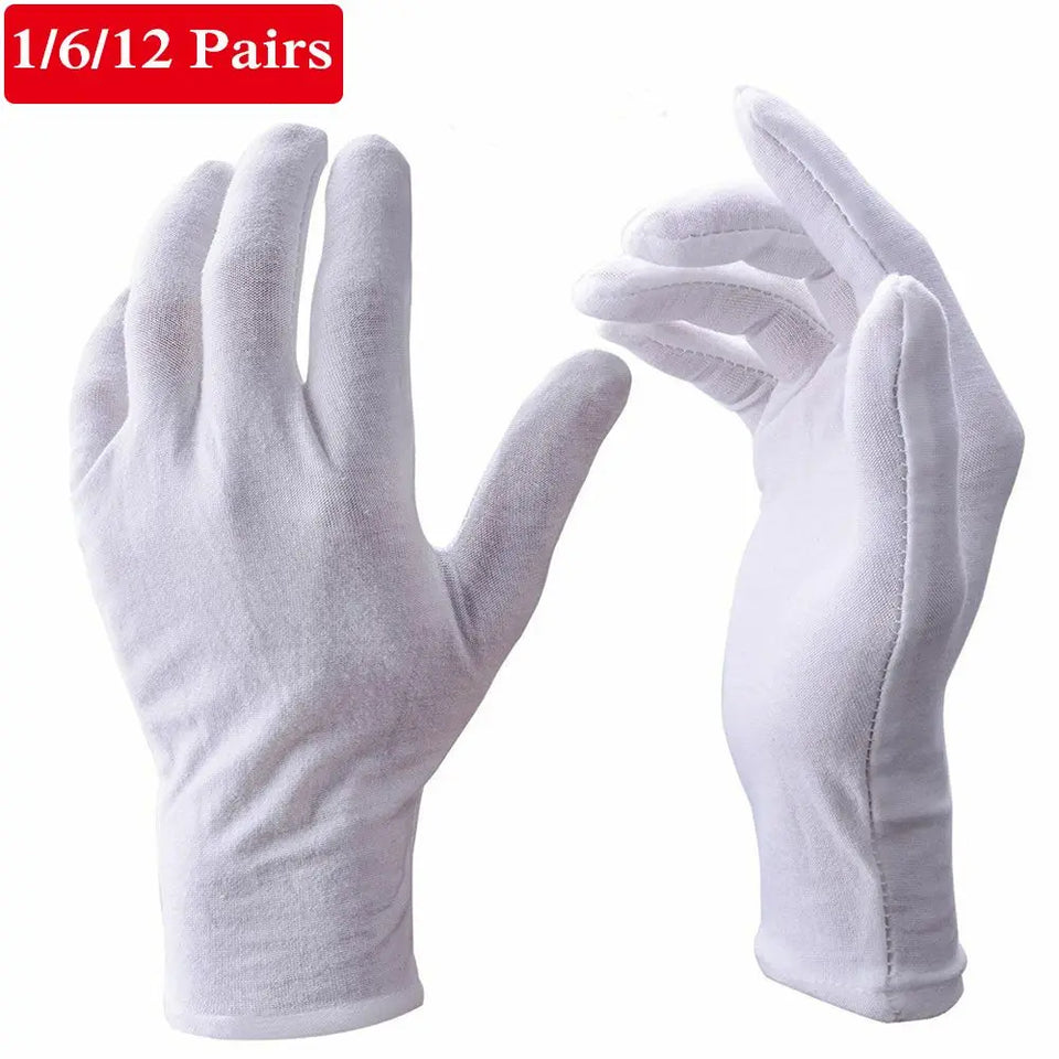 New 1/6/12 Pairs Wenvian Quality Inspection Gloves of Medium Thick Label of Work Cotton Thick White Work Safe Cotton Man Woman