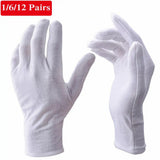New 1/6/12 Pairs Wenvian Quality Inspection Gloves of Medium Thick Label of Work Cotton Thick White Work Safe Cotton Man Woman