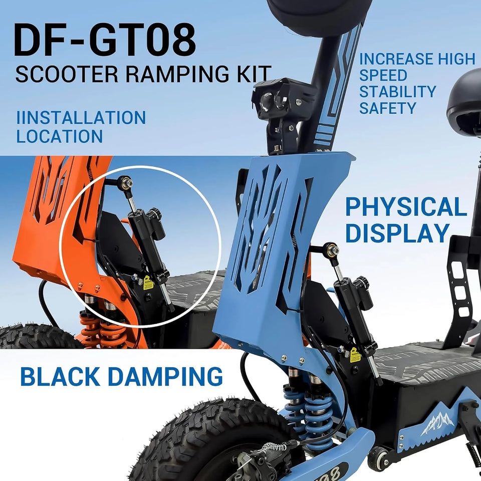 GT08 Electric Scooter Steering Damper Bracket Support Kit, Carbon Fiber Stabilizer Steering Damper Adjustable