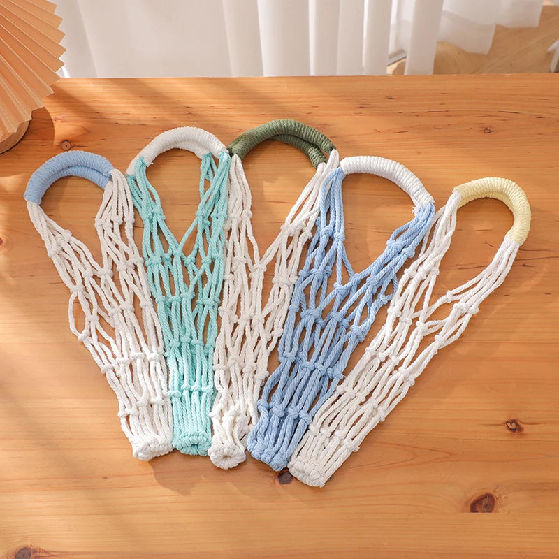 Portable Coffee Cup Bag Hollow Out Bottle Bag Practical Mugs Bag Foldable Water Bottle Bags Woven Net Bag Cup Cover