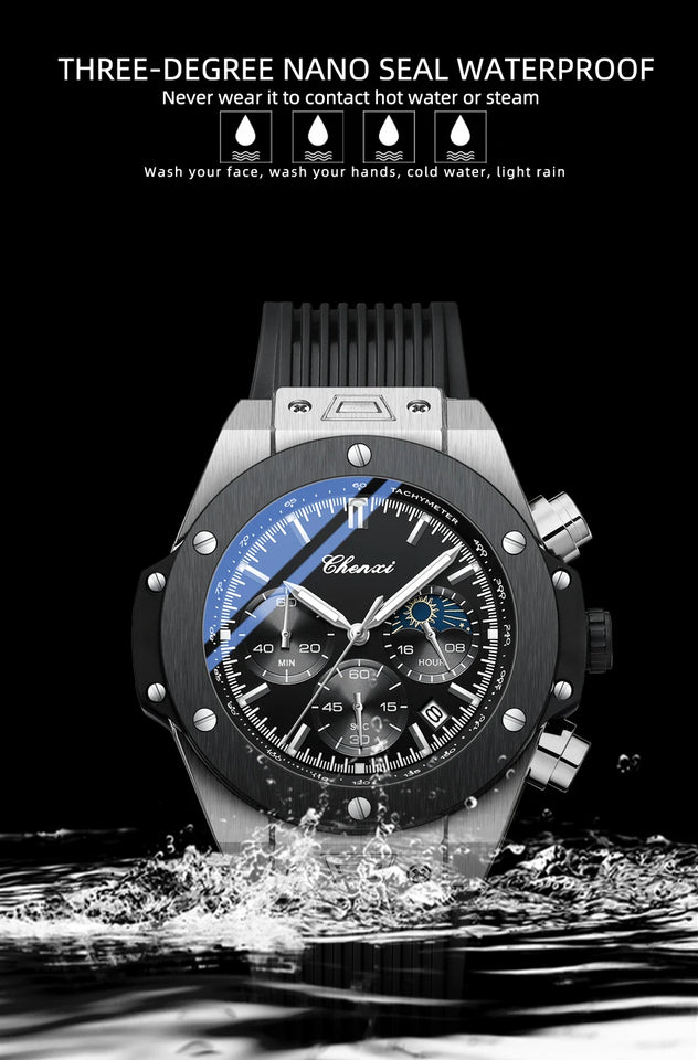 CHENXI Top Brand Luxury Watches for Mens Creative Fashion Luminous Dial with Chronograph Clock Male Casual Wristwatches