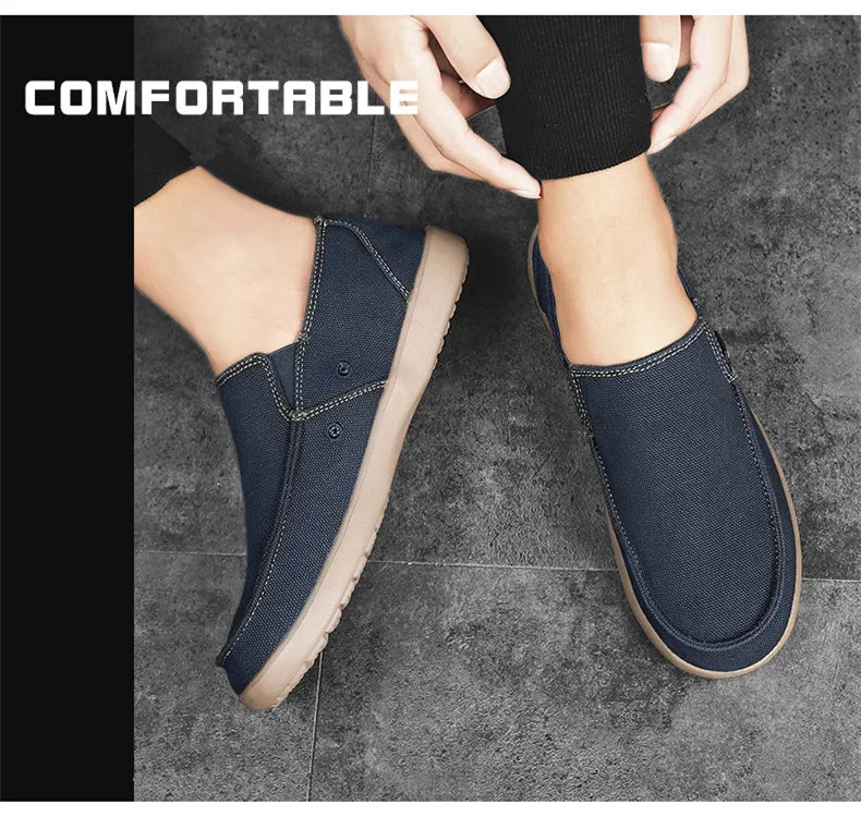 Fashion Men's Sneakers Canvas Breathable Men's Walking Driving Shoes Comfortable Outdoor Men Flats Casual Shoes Tenis Masculino