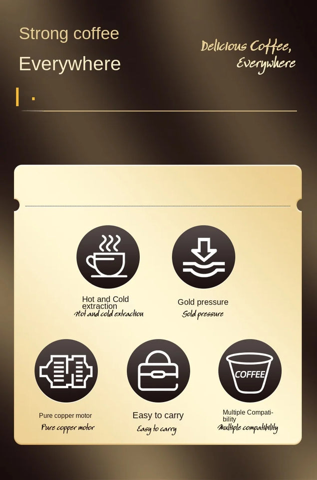 Portable Fully Automatic Espresso Capsule Coffee Machine For Large and Small Capsules Of Coffee Powder Electric Coffee Machine