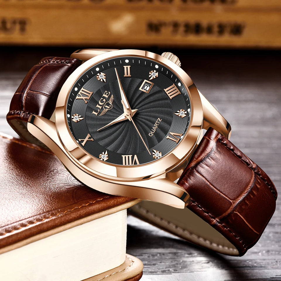 LIGE New Luxury Watch for Men Military Leather Man Wristwatch Quartz Clock Waterproof Luminous Date Week Men's Watches Reloj+box