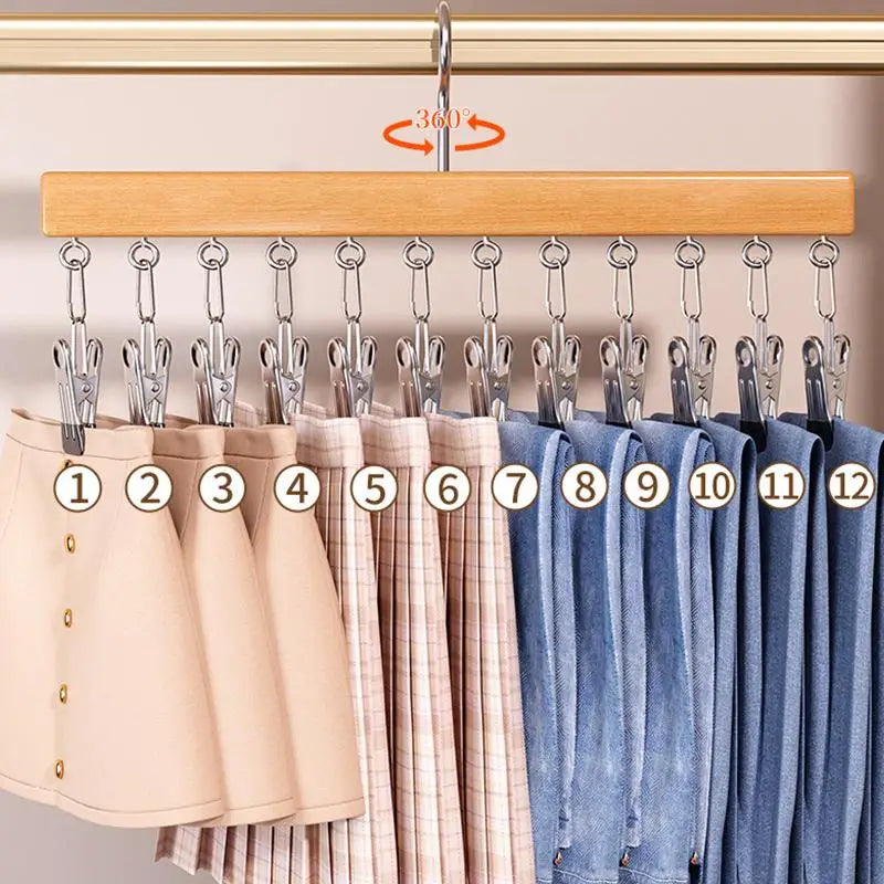 Closet Organizer With 10/12 Clips, Space Saving Hanging Closet Organizer, Space-Saving Hat Scarf Clothespins