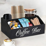 Coffee Tea Holder Basket Countertop Wooden Basket Holder Coffee Station Organizer With Removable Dividers For Home Offices