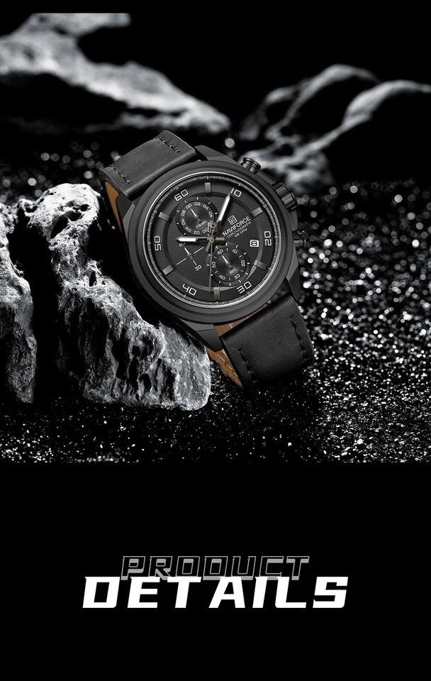 Original NAVIFORCE Business Luxury Leather Strap Men Watches Sports Chronograph Watch for Man 3ATM Waterproof Quartz Wristwatch