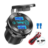 12V/24V Triple USB C Car Charger Socket USB Outlets PD & 18W QC3.0 Aluminum Metal Car Socket Adapter with Touch Switch