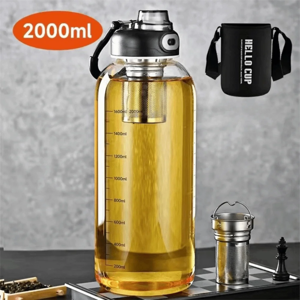 Tea Separation Glass Tea Cup Double Drinking with Handle Water Cup Large Capacity High Temperature Resistant Portable Kettle