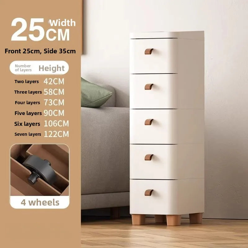 Narrow Space Storage Cabinet Drawer Style Kitchen Bathroom Multi-layer Organizer Shelf Wall Mounted Rectangular Plastic Storage
