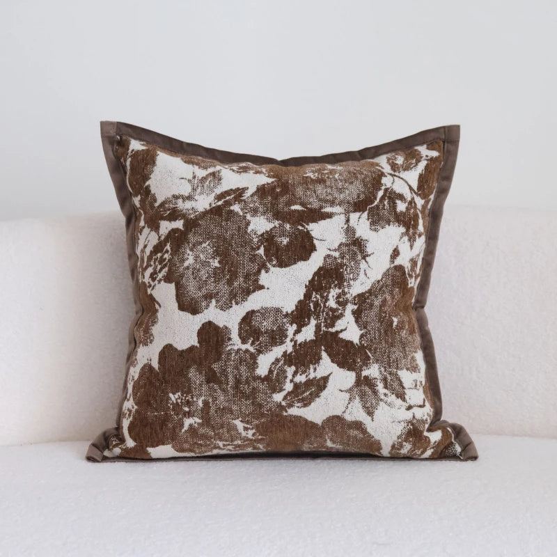 Coffee Brown Maillard Cushion Cover Retro Geometric Jacquard Pillow Case Wabi Sabi Pillow Covers Decorative Modern Luxury Home