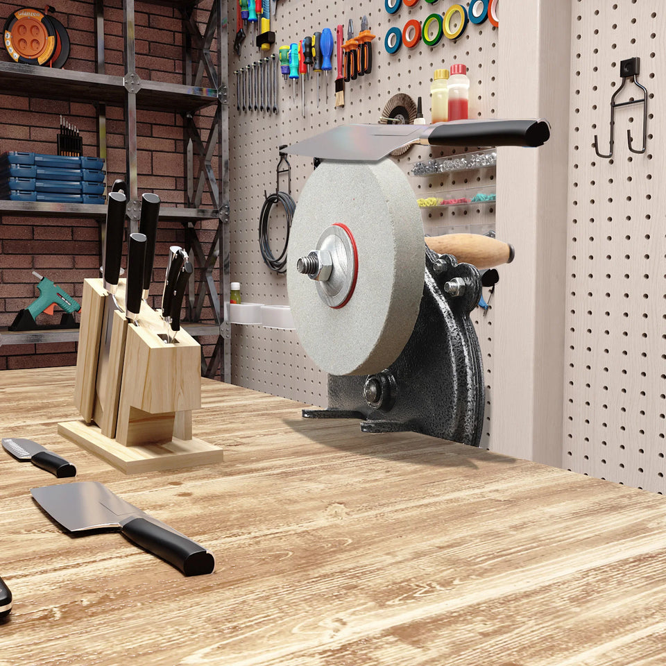 Hand Cranked Desktop Grinding Wheel Grinder Old-Fashioned Sharpening Machine Polishing Sharpener Cutting Tool for Kitchenware