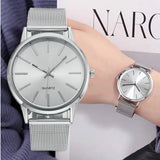 Fashion Women Watches Luxury Metal Analog Quartz Wristwatch Sliver Mesh Belt Simple Elegant Ladies Watch Relogio Feminino
