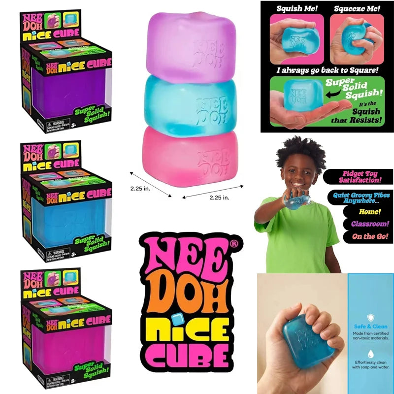 Squishy Schylling Needoh Nice Cube Sensory Toy/// Fidget Squishies Needooh Needoh Anti-Stress Blocks Pressure Relief Toy 스퀴시 말랑이