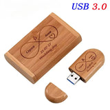 Wedding Gift Usb 3.0 Stick 64GB Custom logo Wooden Box Flash Drives 32GB Pendrive Free sample U Disk 16GB 8GB 4GB Memory Stick