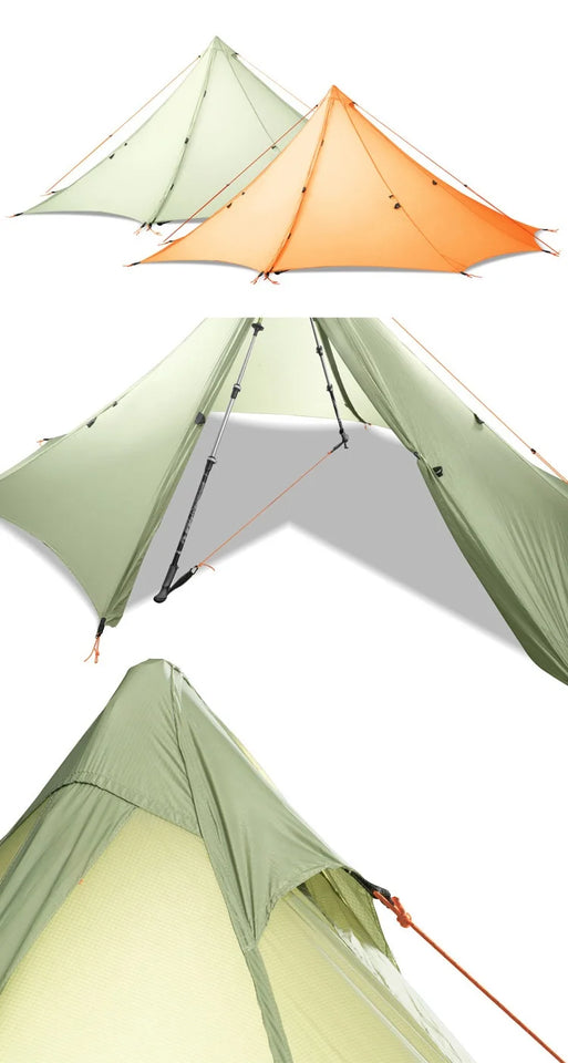 Knot Hufu1 Outdoor Camping Pyramind Tent Lightweight 20D Double Silicone Hiking Traveling Backpack 1P-2P Octagonal Tent