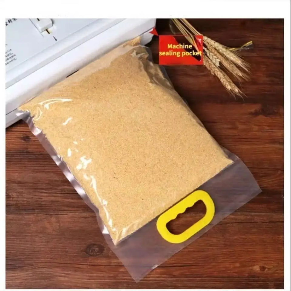 10pcs 5kg/10kg Rice Grain Packaging Bag Plastic with Handle Food Vacuum Bag Insect Proof Moisture-proof Food Storage Sealed Bag