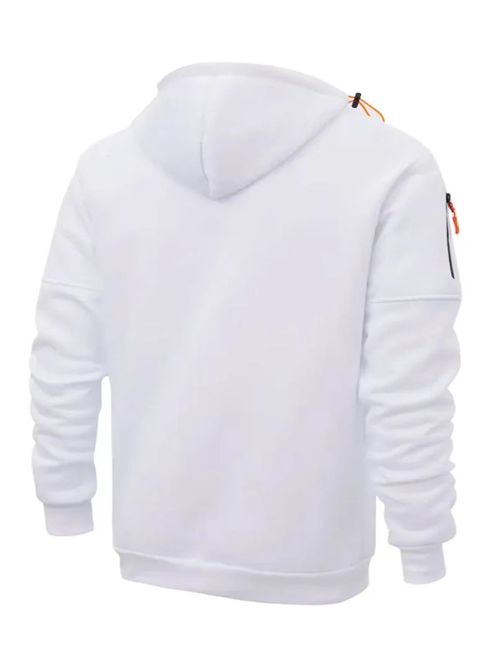 Multiple pockets and Zippers Men's Fashion Hoodie Sweatshirt Autumn Winter Cardigan Casual Clothing