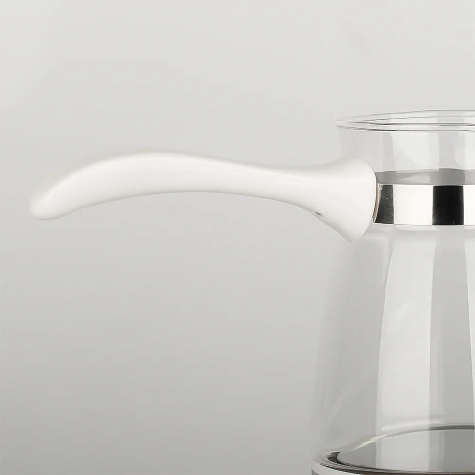 Electric Coffee Maker Glass Turkish Coffee Pot Italian Mocha Tea Milk Heating Machine Portable for Household Office 5-6 Cups