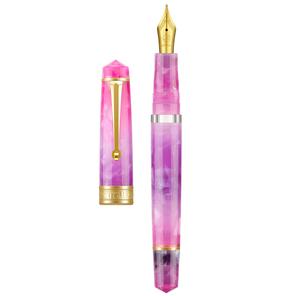 Smooth Asvine P20 Piston Filling Fountain Pen Acrylic Beautiful Patterns EF/F/M Nib with Golden Clip Writing Office Gift Box Pen