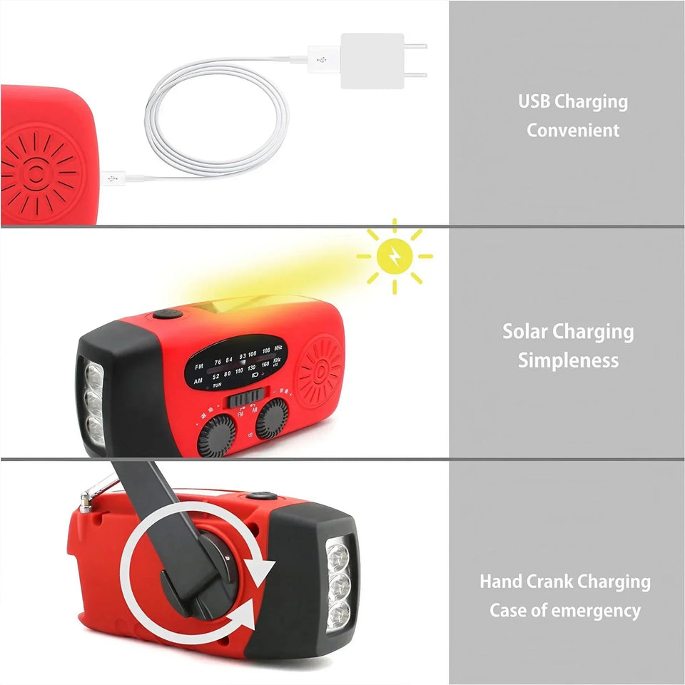 STONEGO Emergency Radio Solar Power Hand Crank Radio Global Receiver High Quality LED Torch Reading Light SOS Alarm 2000mAh
