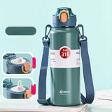 GIANXI 1000ml Spring Cap Large Capacity Vacuum Cup 316 Stainless Steel Coffee Cup Portable Outdoor Sports Water Bottle