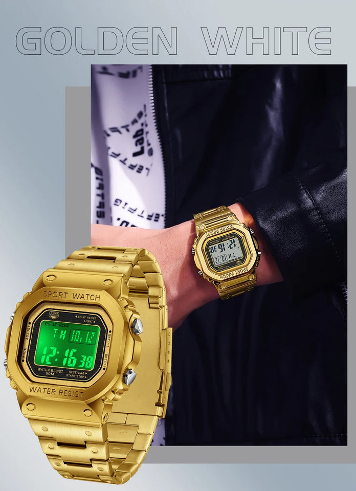 SANDA 2162 Men's Electronic Digital Watch Countdown LED Electronic Night Light Sports Waterproof Men's Electronic Watch