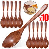 1-10PCS Long Hand Wooden Spoon Ellipse Ladle Sets Tea Coffee Honey Stir Spoons Kitchen Spice Scoops Tableware Stirrer Teaspoons