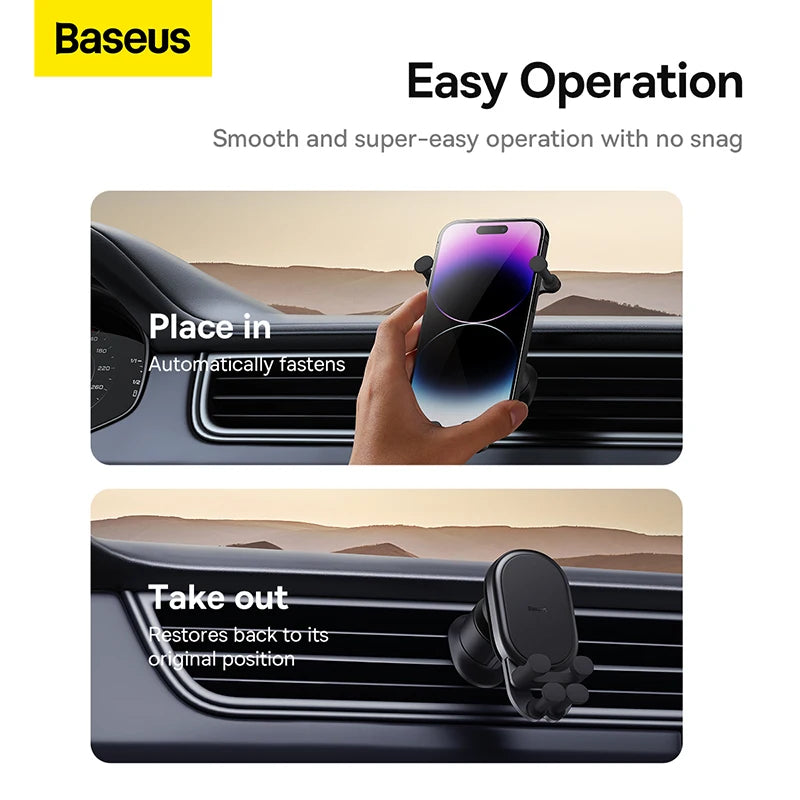 Baseus Car Phone Holder for iPhone Xiaomi Samsung Car Phone Stand Car Mount with Hook Clip Auto Locking Easy Install