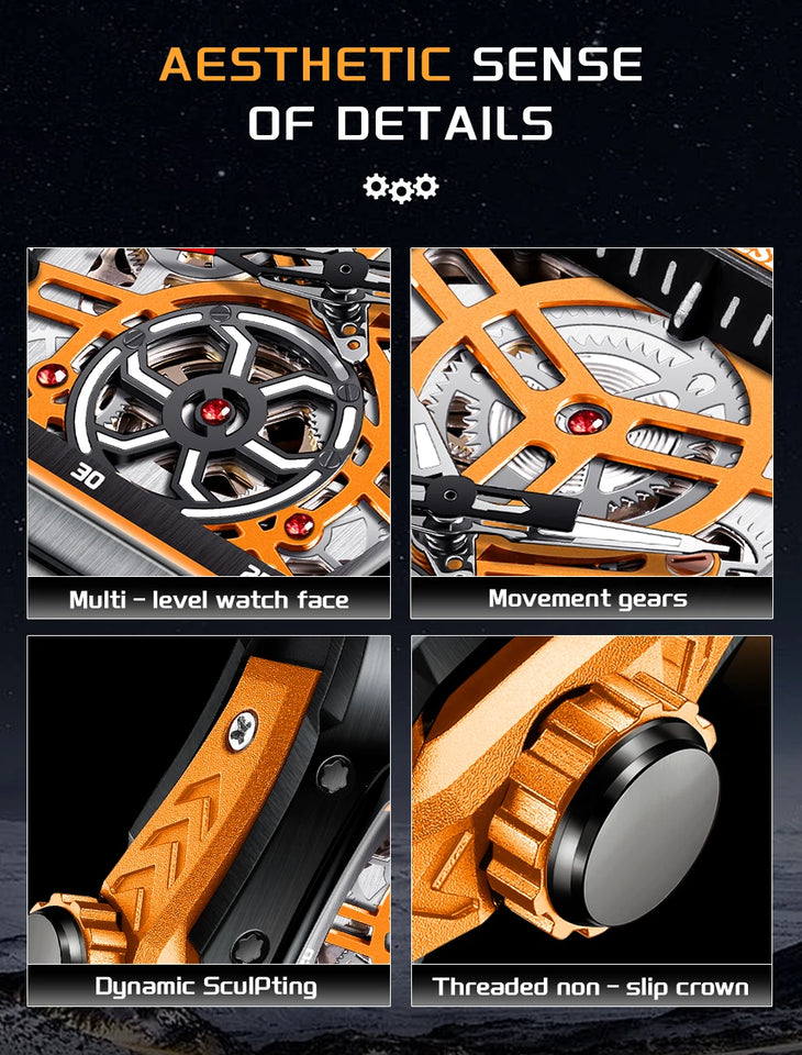 LIGE New Watches Mens Skeleton Mechanical Automatic Watch Top Brand Luxury Luminous 30M Waterproof Watch For Men reloj hombre