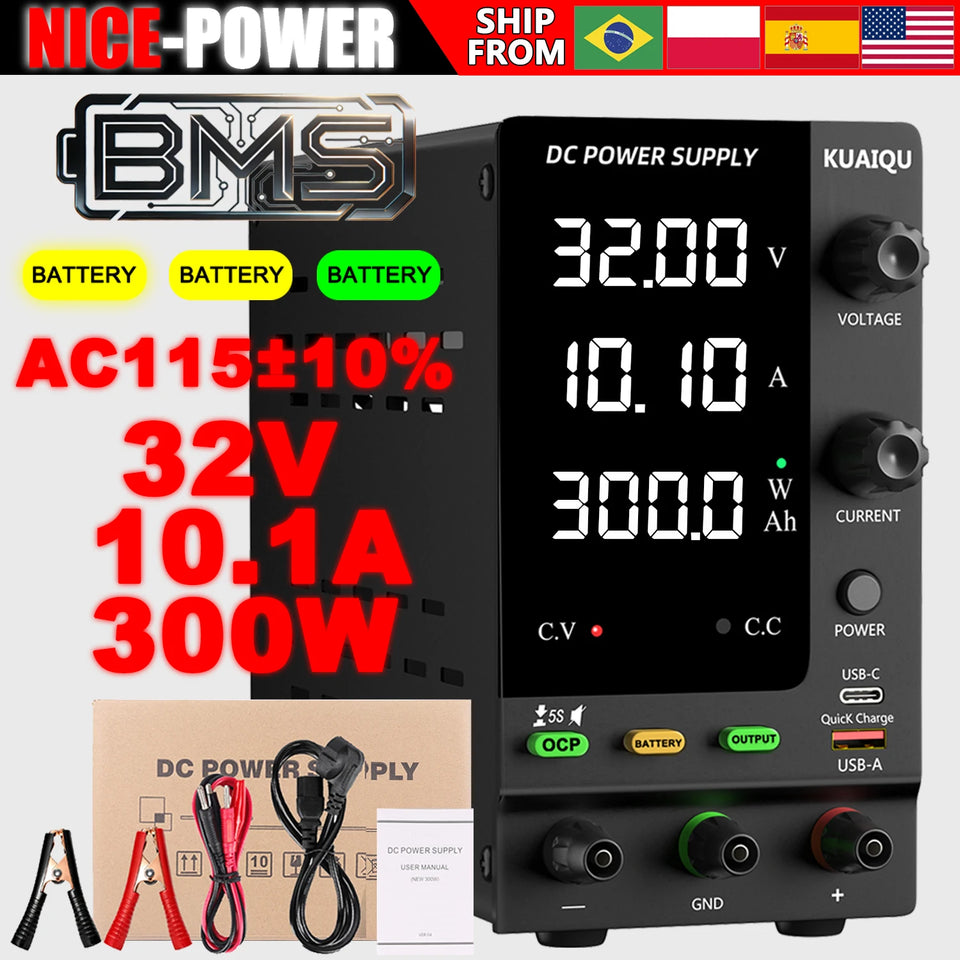 Adjustable DC Power Supply 30V 5A 10A,Bench Power Supply,24V 36V 48V 72V Battery Charging,Reverse Polarity Protection,Activate