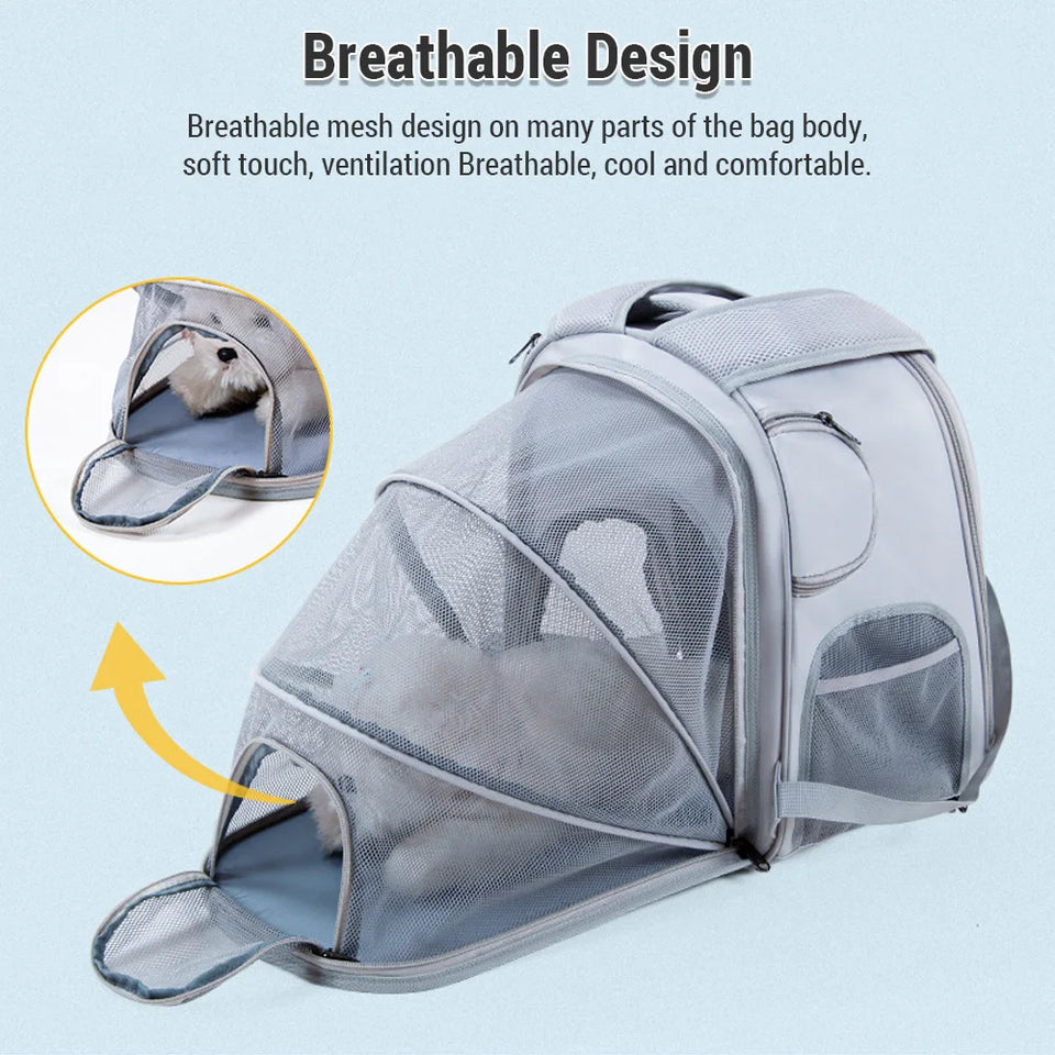 Cat Carrier Outdoor Portable Breathable Pet Bag Shoulder Backpack Handheld Pet Bag Expandable Pet Backpack Cat Backpack