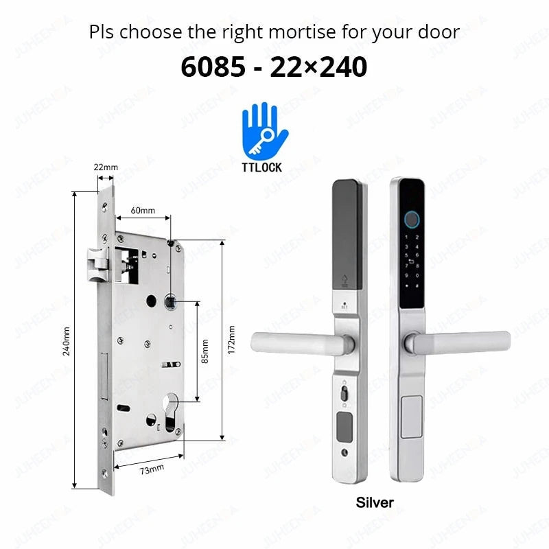 TTLock APP Waterproof Fingerprint Password Smart Lock For Outdoor Pull Push Sliding Aluminum Door 2885/ 3585/ 4585 /6085 Mortise