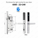 TTLock APP Waterproof Fingerprint Password Smart Lock For Outdoor Pull Push Sliding Aluminum Door 2885/ 3585/ 4585 /6085 Mortise