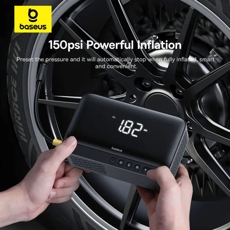 Baseus 4 In 1 Car Jump Starter with LED Lighting 600A Portable Car Battery Charger Power Bank Tire Inflator Pump Air Compressor