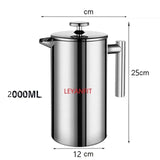 1.5L / 2L Coffee Maker French Press Stainless Steel Espresso Coffee Machine French Press Double-Wall Insulated Coffee Tea Maker