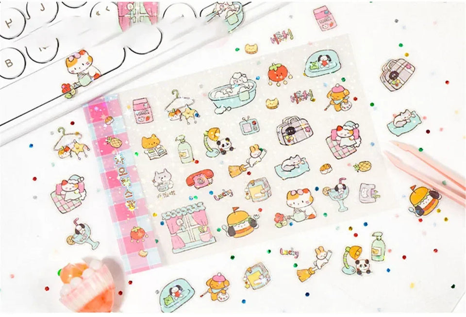 New 1Style 72Pcs/bag Good Mood Maker Cut Film Sticker Book Handbook Scrapbook Phone Case Photo Frame Calendar DIY
