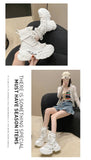 Women Ankle Boots Autumn Chunky Shoes Woman High Platform Breathable Sneakers 7.5CM Thick Sole Wedges Motorcycles Boots Winter