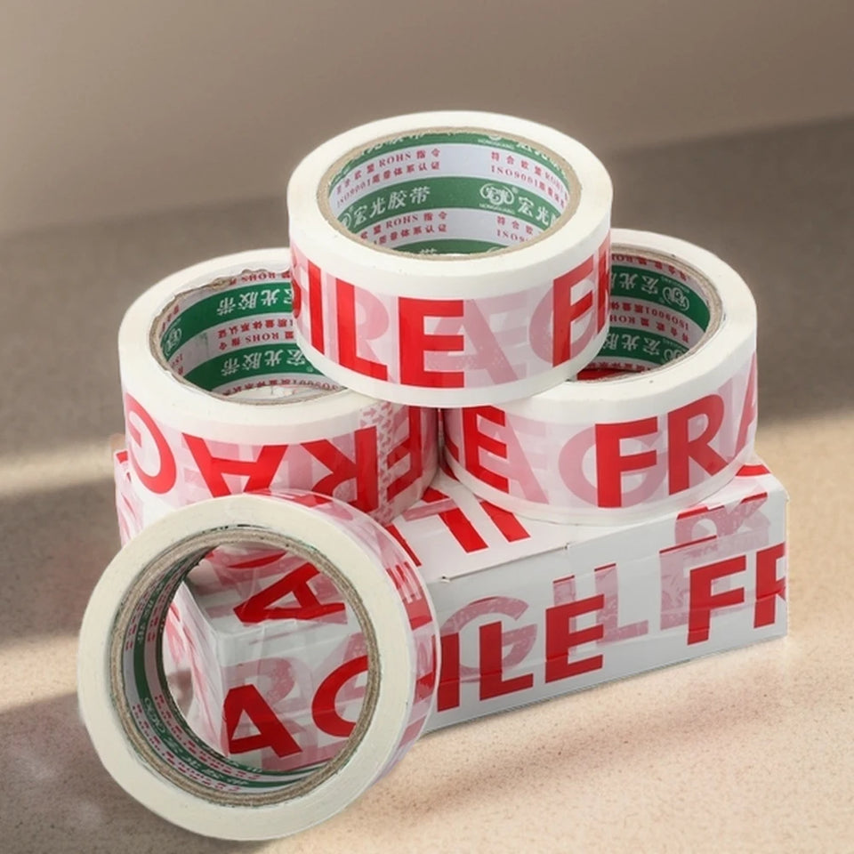 48mm×50M Packaging Tape Roll: Made of PP Material with Fragile Warning Reminder, Adhesive for Marking & Securing