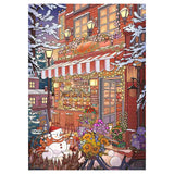 Kawaii commercial street 3D Winter House Landscape Sticker  DIY Pocket Cabin Scene festival gift