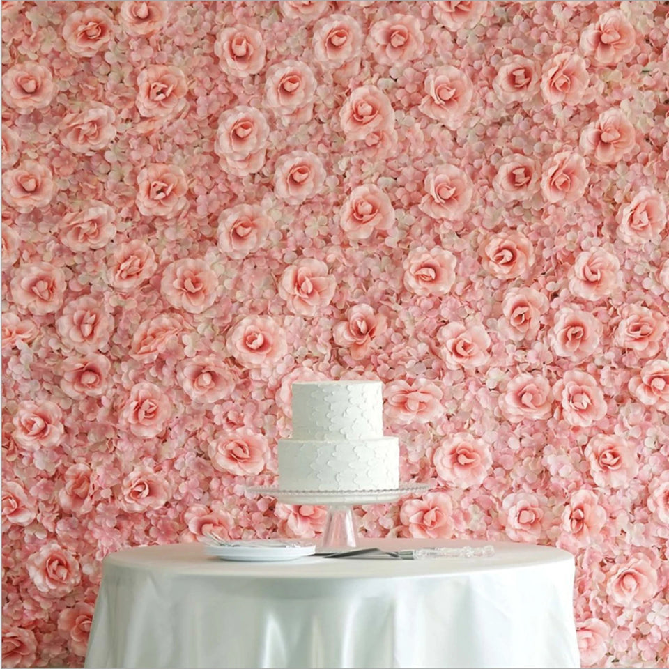 12PCS 60*40cm Blush Roses and Hydrangea Flowers Mat Wall Backdrop Panels Wedding Decorations