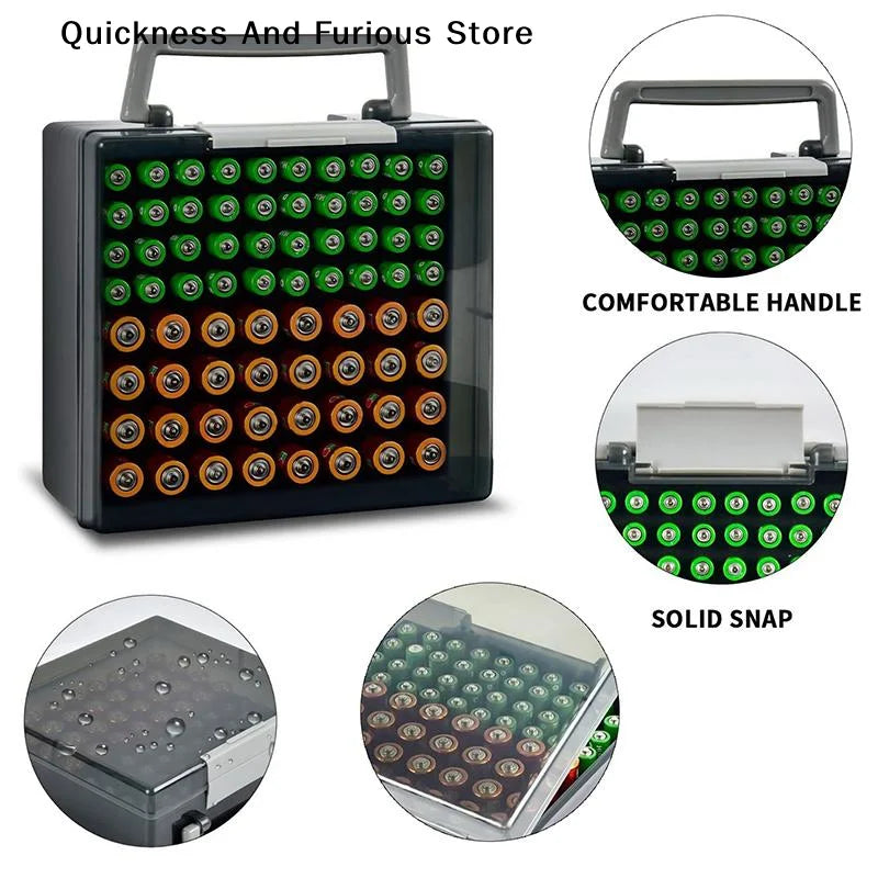 Battery Organizer Holder -Holds 72 AA AAA Batteries Battery Box Case Garage Container Home Drawer Organization Dispenser Holder