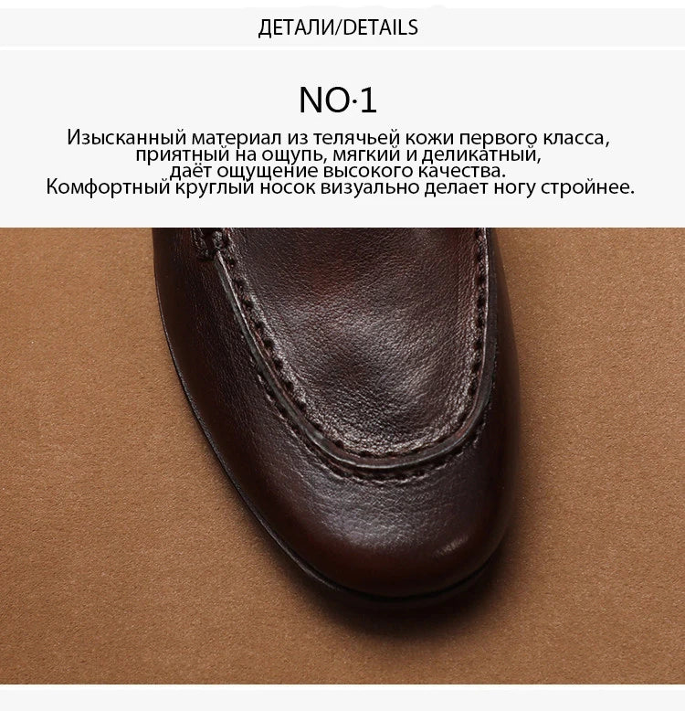 SHOEBOX Retro flat woman loafers new fashion style for spring and autumn 2025, shallow-mouth round-toe genuine leather shoes