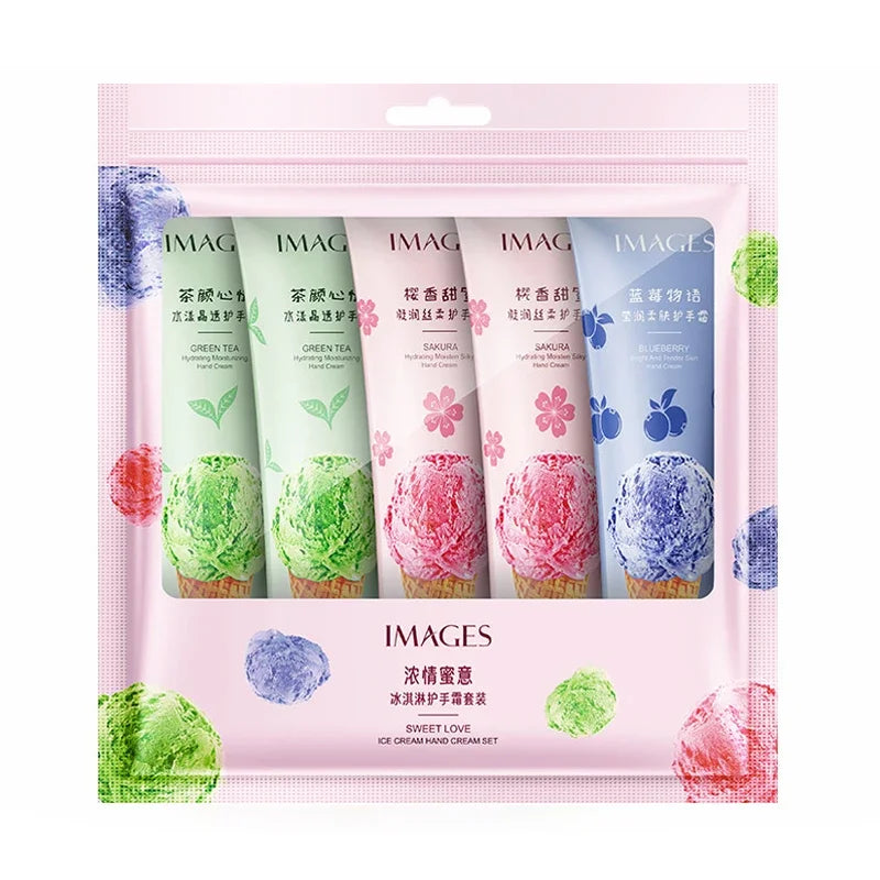 5pcs Plant Fruit Fragrance Hand Cream Sets Moisturizing Handcream Set Hand Care Nourishing Anti Chap Skin Care for Foot
