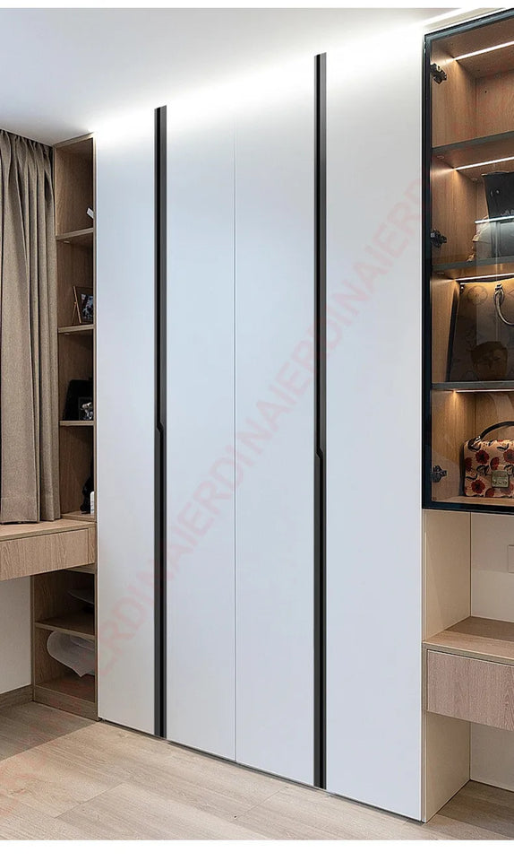 NAIERDI Black Lightning Long Furniture Handles 600-1800mm Aluminum Alloy Cabinet Handles Cupboard Door Handles Door Hardware