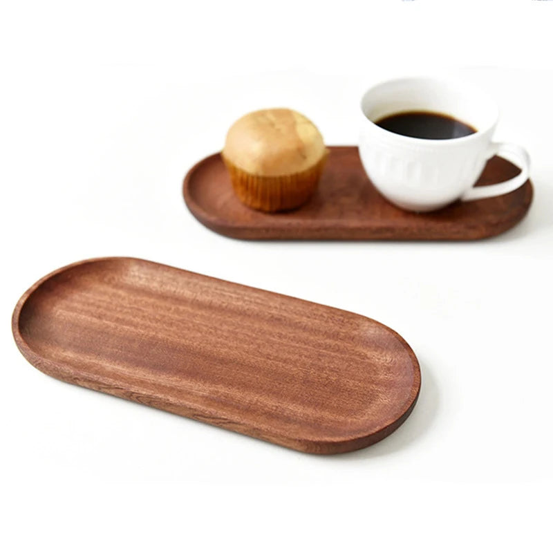 Wooden Tray Whole Piece Walnut No Splicing Wooden Serving Board Natural Cut Wooden Serving Trays Coffee Tea Trays New Tableware