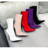 Knee-High Modern Boots Pointy Toe Women Shoes 13cm Ultra Thin Steel High Heels Metal Heel Calf Boots for Women Fun Shoes Size 46