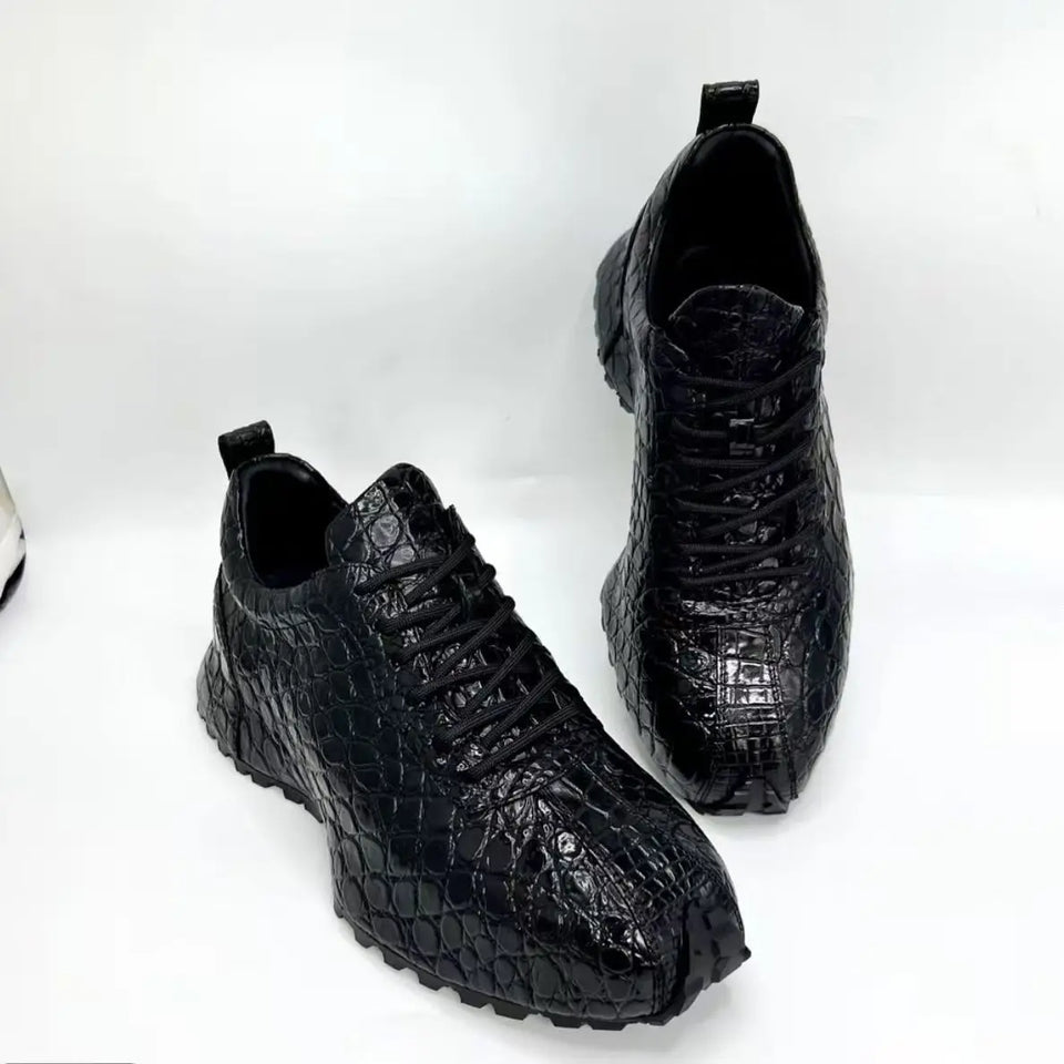2025 new arrival Fashion crocodile skin&Cow leather causal shoes men,male Genuine leather sneakers pdd717