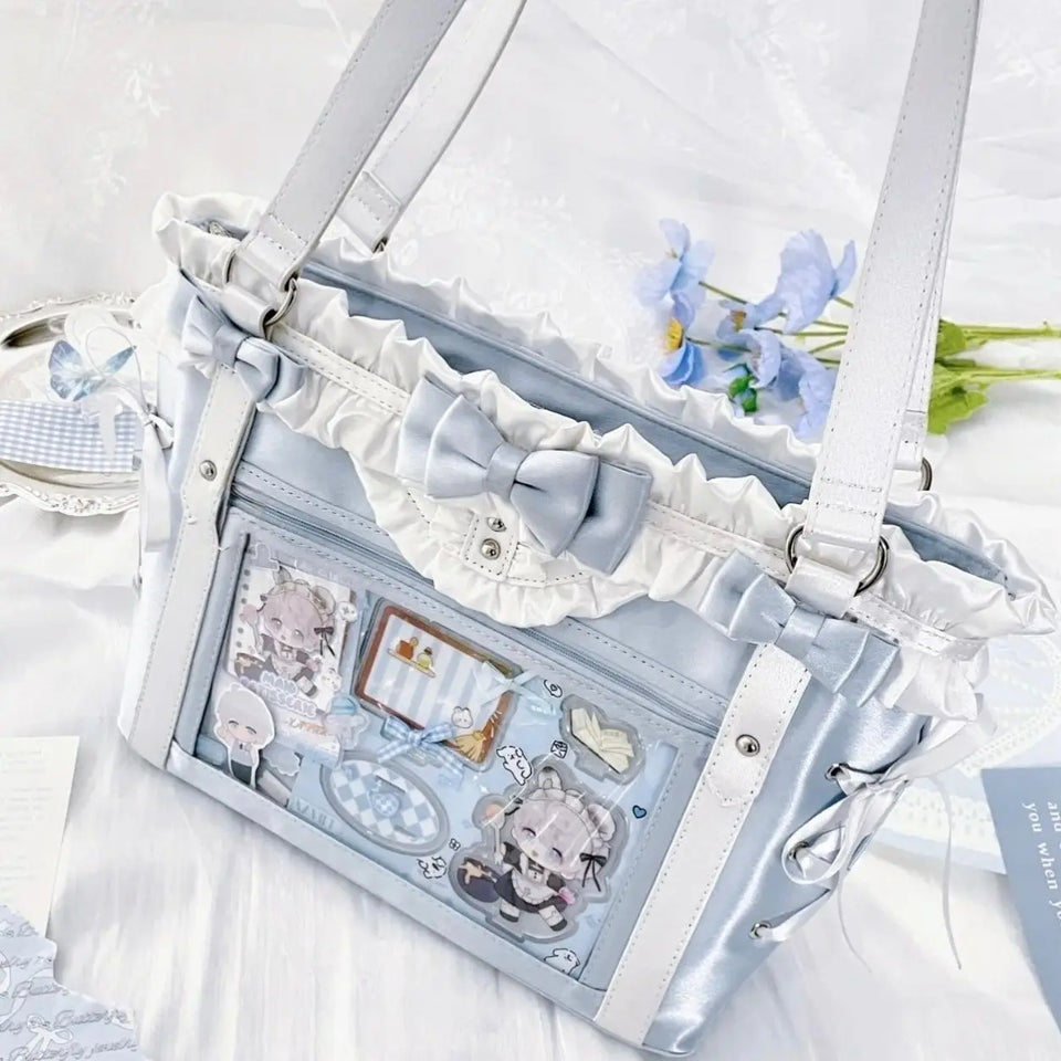 New Fashion Design for Girls Y2K Ulzzang Ita Bag Sweet Preppy Style Shoulder Bag for Women Large Capacity Ribbon Bow Tote Bag