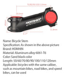 Homehin Adjustable Bicycle Handlebar Stem Ultralight 7/17 Degrees Bike Stems 31.8*45-120mm Positive Negative Vertical Handle